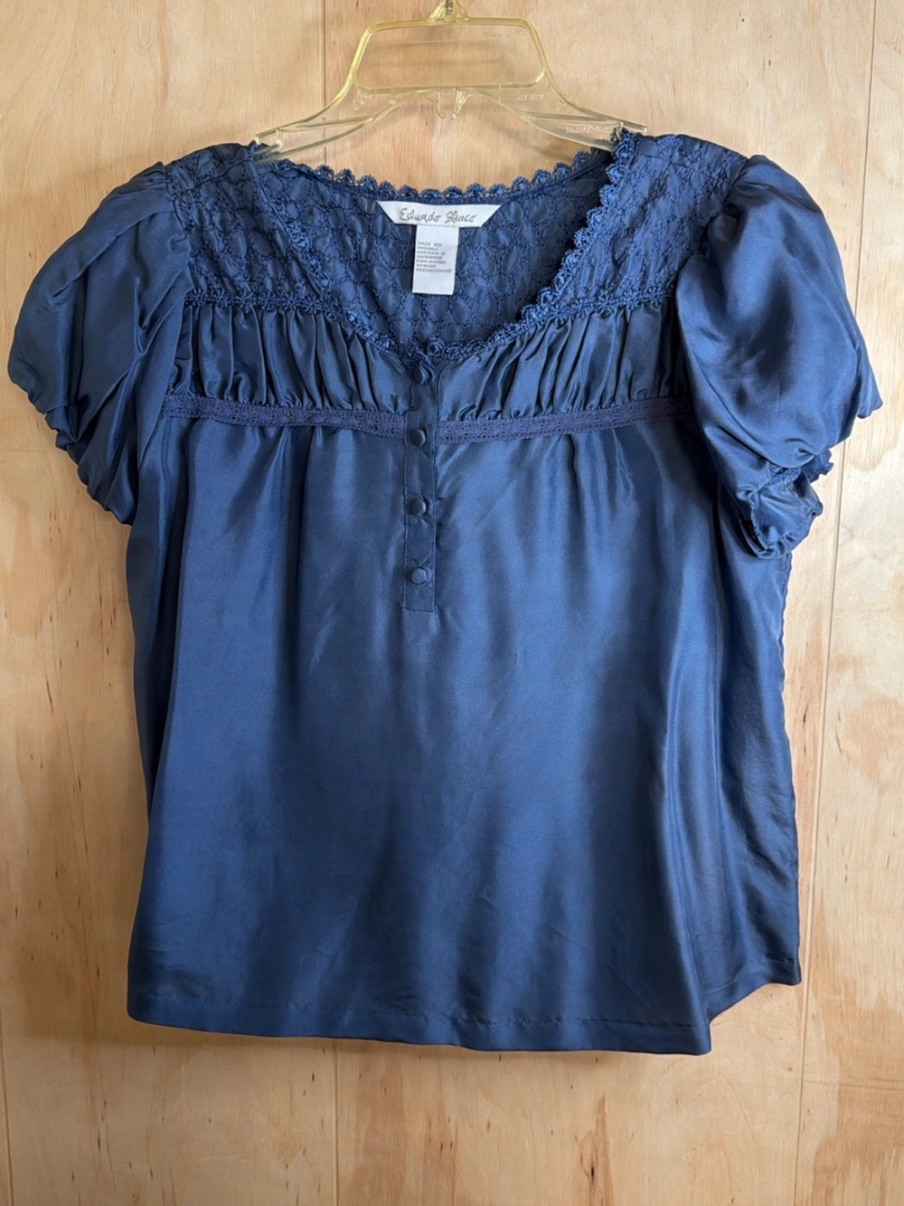 Eduardo blanco blue 100% silk blouse XS